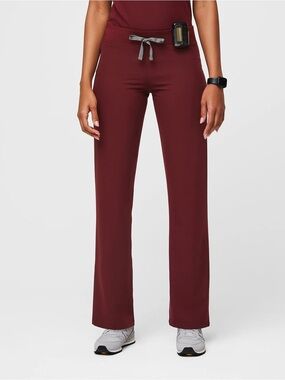 Figs Maroon Joggers with Gray Drawstring